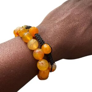 the Ibukun 2-in-1 Marble Bracelets, made of polished natural-toned marble-effect beads